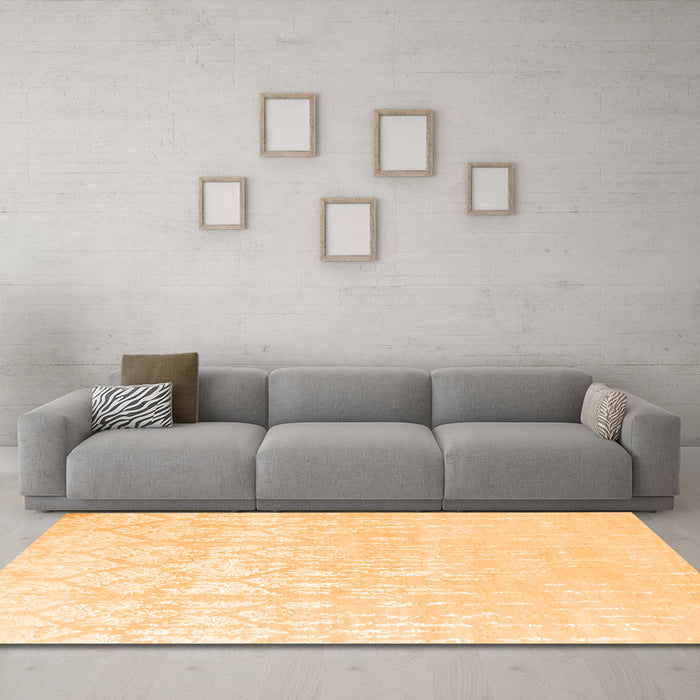 Machine Washable Solid Orange Modern Area Rugs in a Living Room, wshcon1292org