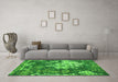 Machine Washable Abstract Green Contemporary Area Rugs in a Living Room,, wshcon1293grn