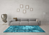 Machine Washable Abstract Light Blue Contemporary Rug, wshcon1293lblu