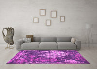 Machine Washable Abstract Pink Contemporary Rug, wshcon1293pnk