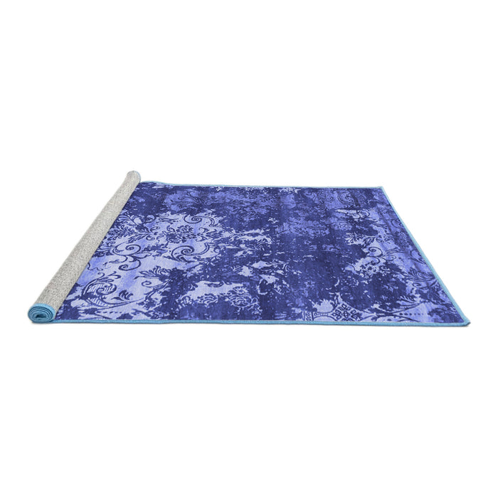 Sideview of Machine Washable Abstract Blue Contemporary Rug, wshcon1293blu