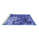 Sideview of Machine Washable Abstract Blue Contemporary Rug, wshcon1293blu