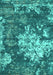 Machine Washable Abstract Turquoise Contemporary Area Rugs, wshcon1293turq