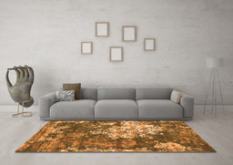 Machine Washable Abstract Orange Contemporary Area Rugs in a Living Room, wshcon1293org