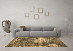 Machine Washable Abstract Brown Contemporary Rug in a Living Room,, wshcon1293brn