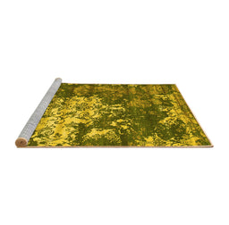 Sideview of Machine Washable Abstract Yellow Contemporary Rug, wshcon1293yw