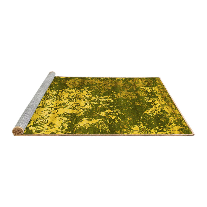 Sideview of Machine Washable Abstract Yellow Contemporary Rug, wshcon1293yw