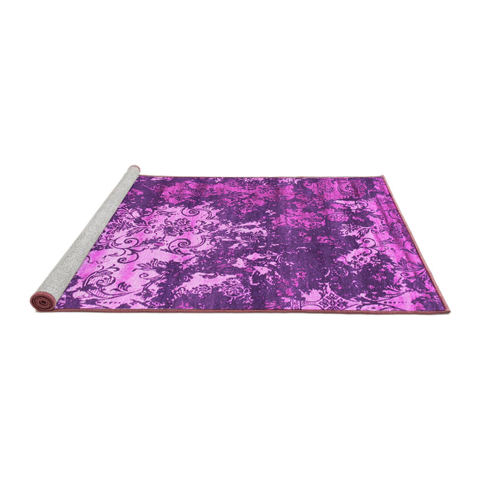 Sideview of Machine Washable Abstract Pink Contemporary Rug, wshcon1293pnk
