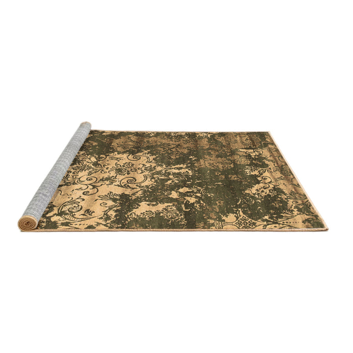 Sideview of Machine Washable Abstract Brown Contemporary Rug, wshcon1293brn