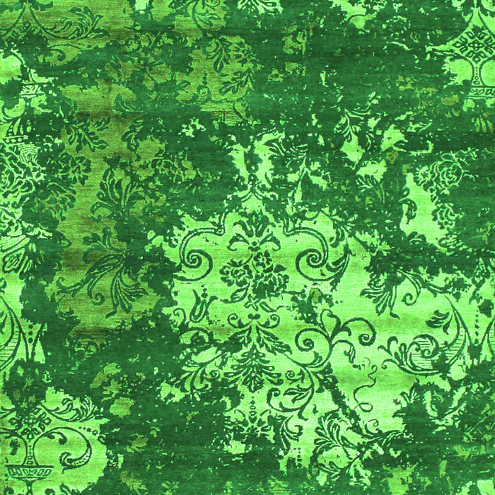 Serging Thickness of Machine Washable Abstract Green Contemporary Area Rugs, wshcon1293grn