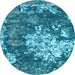 Round Abstract Light Blue Contemporary Rug, con1293lblu