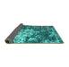 Sideview of Abstract Turquoise Contemporary Rug, con1293turq