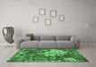 Machine Washable Abstract Emerald Green Contemporary Area Rugs in a Living Room,, wshcon1293emgrn