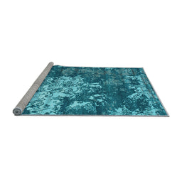 Sideview of Machine Washable Abstract Light Blue Contemporary Rug, wshcon1293lblu