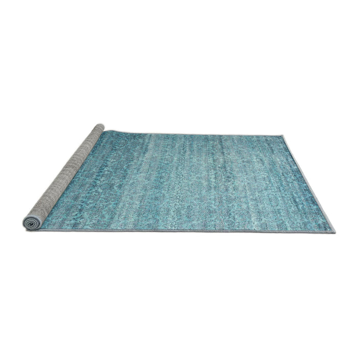 Serging Thickness of Machine Washable Contemporary Diamond Blue Rug, wshcon1294