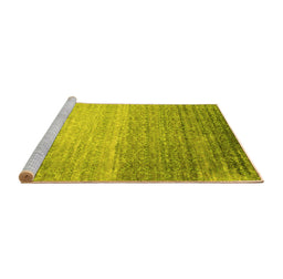 Sideview of Machine Washable Abstract Yellow Contemporary Rug, wshcon1294yw