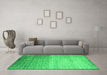 Machine Washable Abstract Green Contemporary Area Rugs in a Living Room,, wshcon1294grn