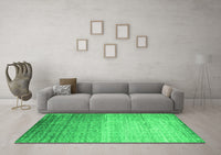 Machine Washable Abstract Green Contemporary Rug, wshcon1294grn