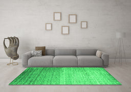 Machine Washable Abstract Green Contemporary Area Rugs in a Living Room,, wshcon1294grn