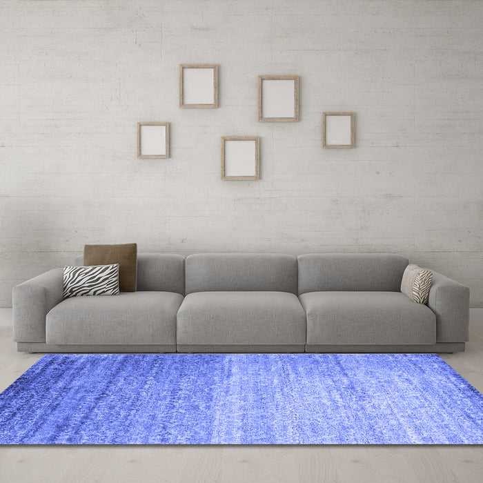 Machine Washable Abstract Blue Contemporary Rug in a Living Room, wshcon1294blu
