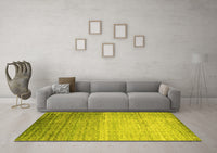 Machine Washable Abstract Yellow Contemporary Rug, wshcon1294yw