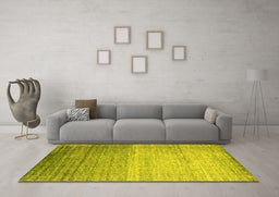 Machine Washable Abstract Yellow Contemporary Rug in a Living Room, wshcon1294yw