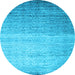 Round Abstract Light Blue Contemporary Rug, con1294lblu