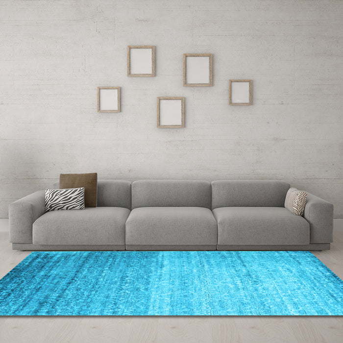 Machine Washable Abstract Light Blue Contemporary Rug in a Living Room, wshcon1294lblu