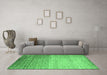 Machine Washable Abstract Emerald Green Contemporary Area Rugs in a Living Room,, wshcon1294emgrn