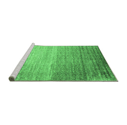 Sideview of Machine Washable Abstract Emerald Green Contemporary Area Rugs, wshcon1294emgrn