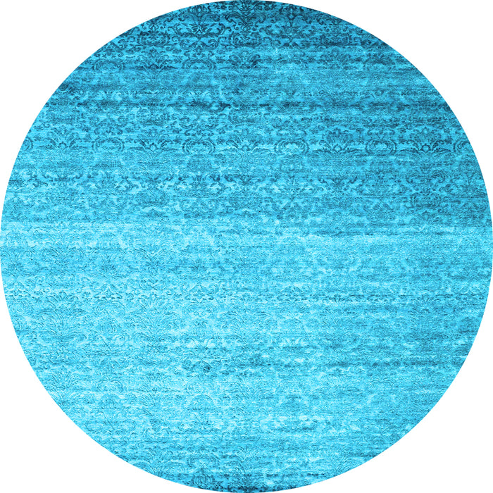 Round Machine Washable Abstract Light Blue Contemporary Rug, wshcon1294lblu