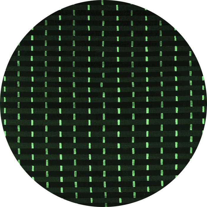 Round Machine Washable Abstract Emerald Green Contemporary Area Rugs, wshcon1295emgrn