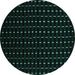 Round Machine Washable Abstract Turquoise Contemporary Area Rugs, wshcon1295turq