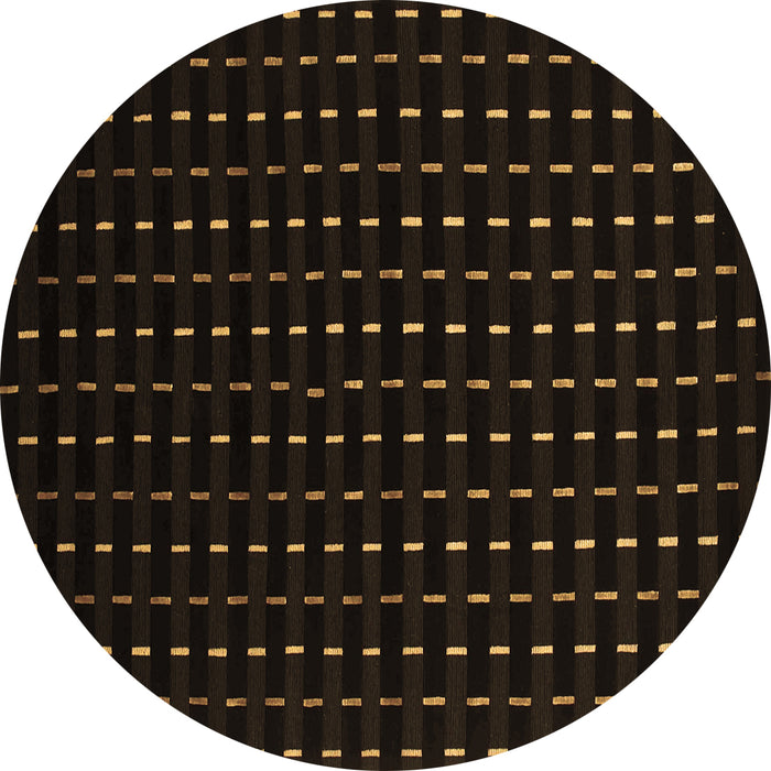 Round Abstract Brown Contemporary Rug, con1295brn