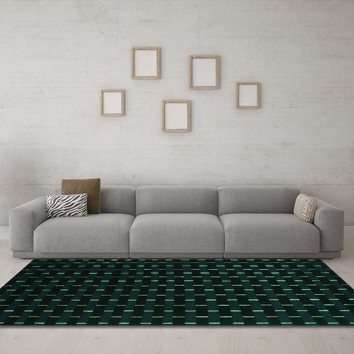 Machine Washable Abstract Turquoise Contemporary Area Rugs in a Living Room,, wshcon1295turq
