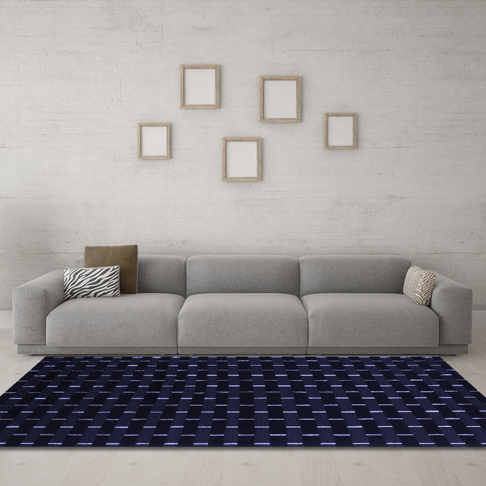 Machine Washable Abstract Blue Contemporary Rug in a Living Room, wshcon1295blu