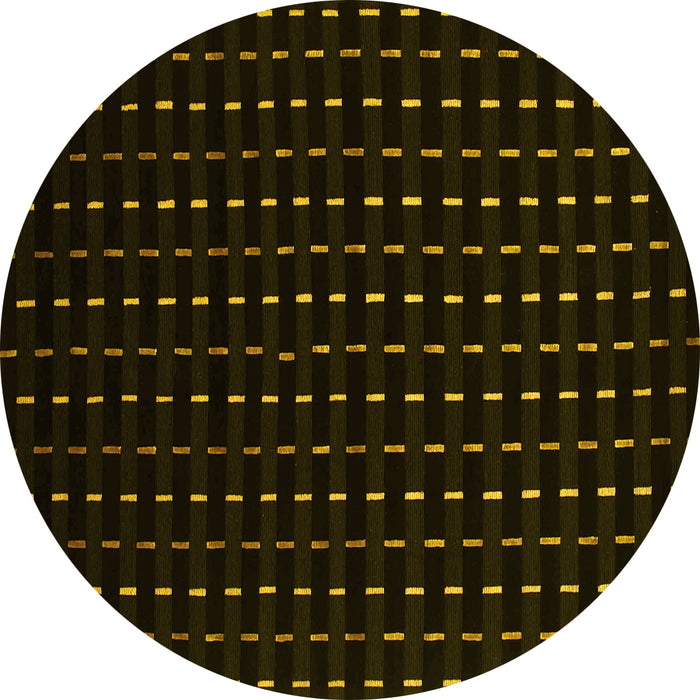 Round Machine Washable Abstract Yellow Contemporary Rug, wshcon1295yw