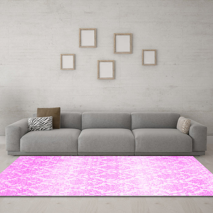 Machine Washable Abstract Pink Contemporary Rug in a Living Room, wshcon1296pnk