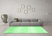 Machine Washable Abstract Emerald Green Contemporary Area Rugs in a Living Room,, wshcon1296emgrn