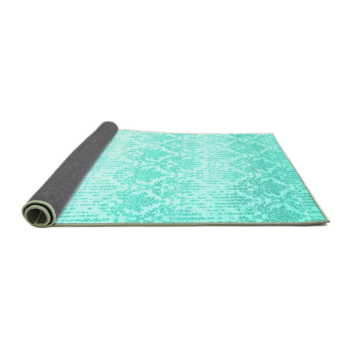 Sideview of Abstract Turquoise Contemporary Rug, con1296turq