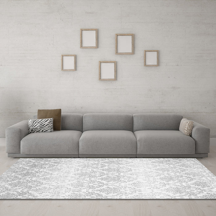 Machine Washable Abstract Gray Contemporary Rug in a Living Room,, wshcon1296gry