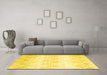 Machine Washable Abstract Yellow Contemporary Rug in a Living Room, wshcon1296yw