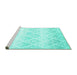 Sideview of Machine Washable Abstract Turquoise Contemporary Area Rugs, wshcon1296turq