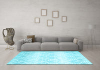 Machine Washable Abstract Light Blue Contemporary Rug, wshcon1296lblu