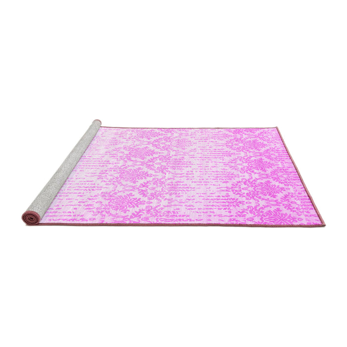 Sideview of Machine Washable Abstract Pink Contemporary Rug, wshcon1296pnk