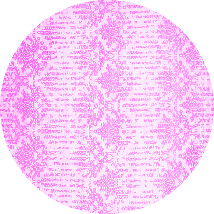 Round Machine Washable Abstract Pink Contemporary Rug, wshcon1296pnk