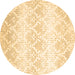 Round Abstract Brown Contemporary Rug, con1296brn