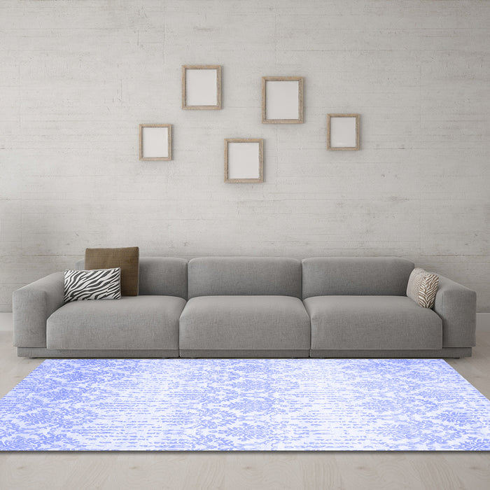 Machine Washable Abstract Blue Contemporary Rug in a Living Room, wshcon1296blu