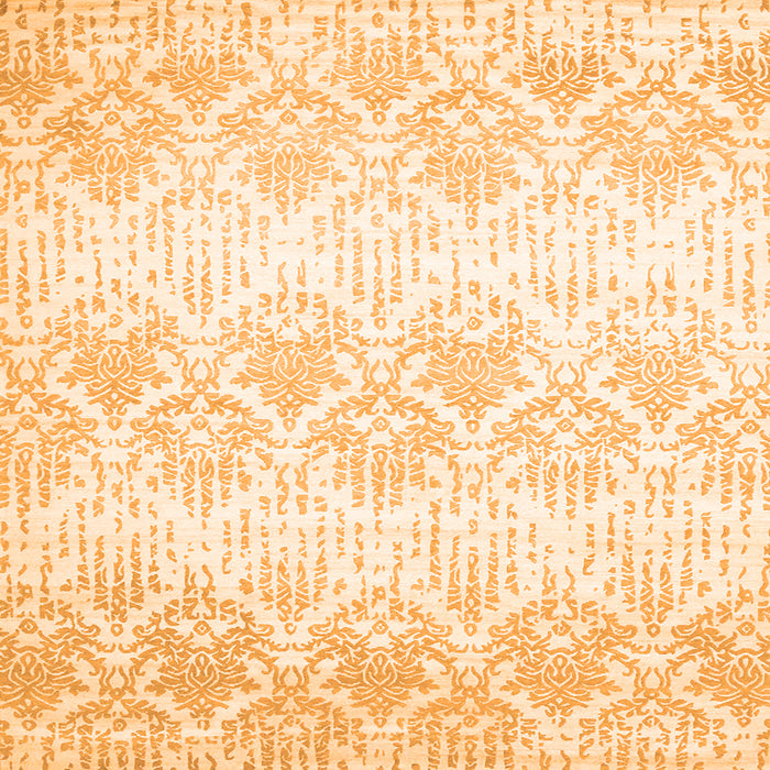 Round Machine Washable Abstract Orange Contemporary Area Rugs, wshcon1296org