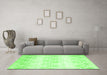 Machine Washable Abstract Green Contemporary Area Rugs in a Living Room,, wshcon1296grn